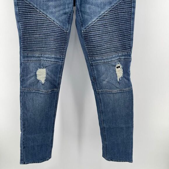 Decoy Men’s Moto Distressed Skinny Fit Denim Jeans Size 32 - Picture 3 of 12